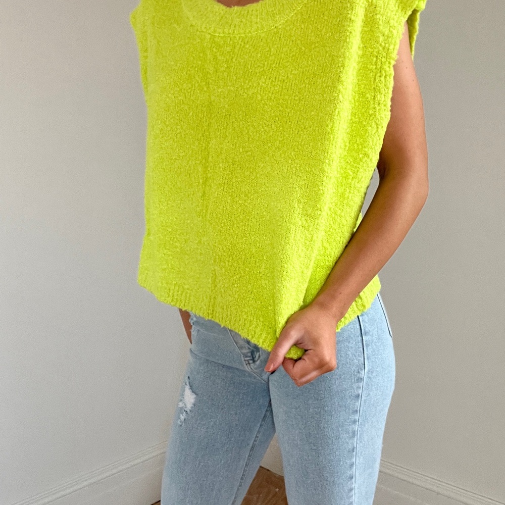 Vibrant Neon Green Sleeveless Sweater